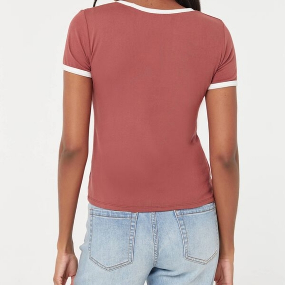 Ringer Tee (From Ardene, Pastel Pink, Size: Small-Petite) - Picture 2 of 7